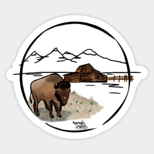 A bison in Wyoming - nature Sticker